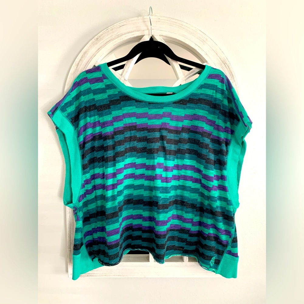 Free People - Striped Teal and Purple Women's Top
